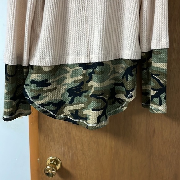 My Story size Large cowl collar waffle knit top - Picture 6 of 7